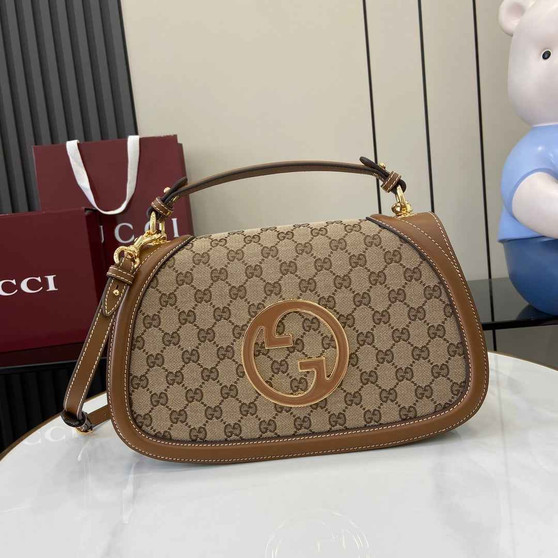 Gucci Blondie medium top handle bag 815716 in dark brown GG canvas