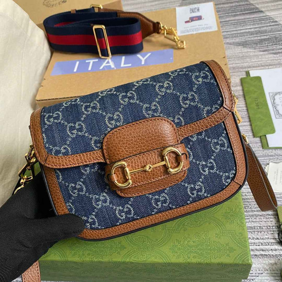 Gucci 658574 Horsebit 1955 GG mini bag dark blue - Default Title - View 1