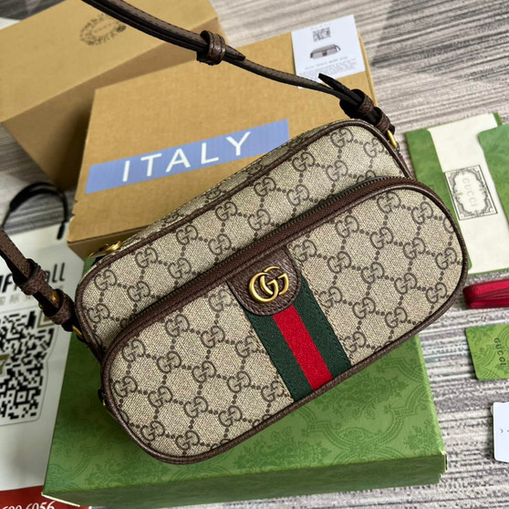 Gucci �?23312 Ophidia small messenger bag Brown leather