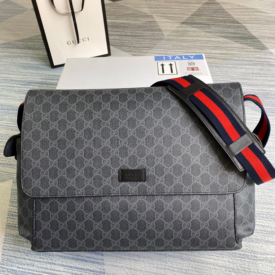 Gucci 211131 GG plus diaper bag Black leather - Default Title - View 1