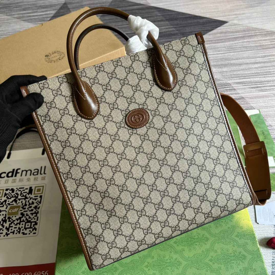 Gucci 723308 Tote bag with Interlocking G Brown leather
