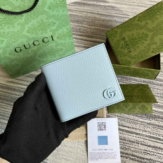 Gucci ‎428726 GG Marmont leather bi-fold wallet blue - W21cm x H9cm / blue - View 1