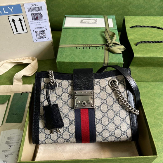 Gucci 498156 Padlock small GG shoulder bag Blue leather