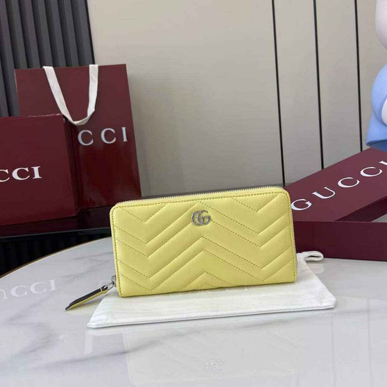 Gucci GG Marmont Leather Zip Wallet - Yellow 837758