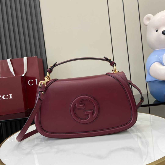 Gucci Blondie medium top handle bag 815716 in wine red leather - Default Title - View 1