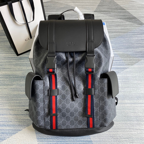 Gucci  ‎495563 GG Black backpack Black grey soft GG Supreme - Default Title - View 1