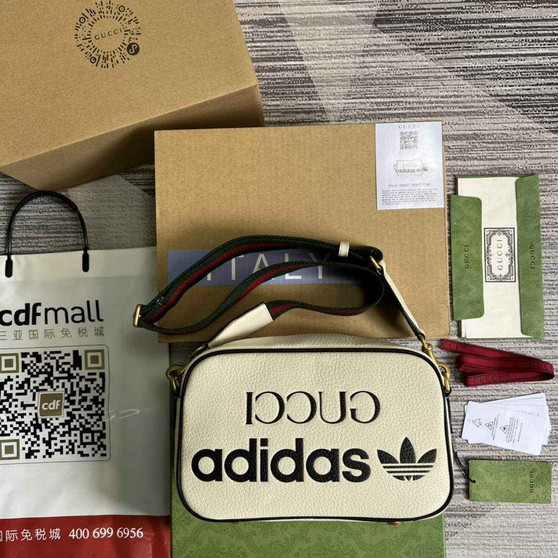 adidas x Gucci small shoulder bag 702427 White leather