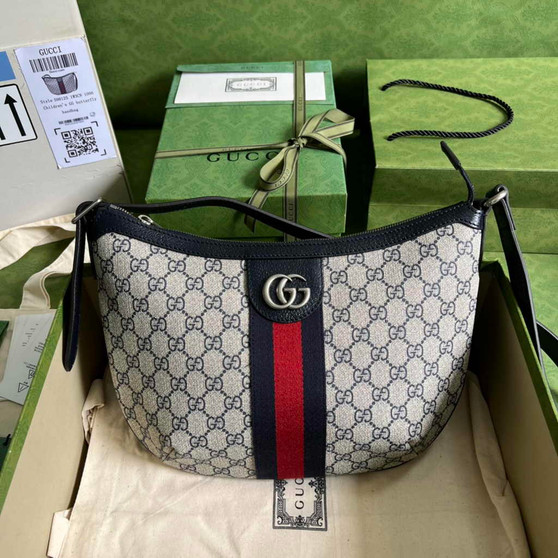 Gucci Ophidia GG small crossbody bag 598125 blue leather - Default Title - View 1