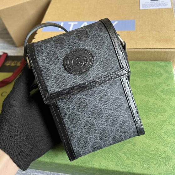 Gucci ‎699402 Mini bag with Interlocking G Black GG Supreme - Default Title - View 1