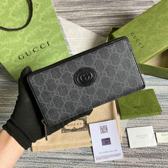 ‎Gucci 673003 Zip around wallet with Interlocking G black - Default Title - View 1
