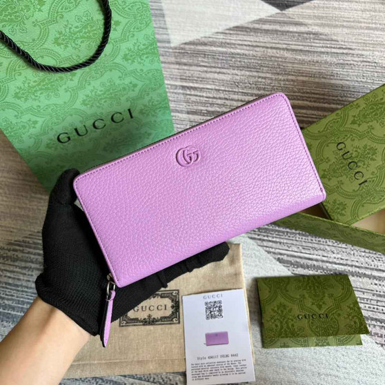 Gucci ‎�?56117 GG Marmont zip around wallet Purple leather