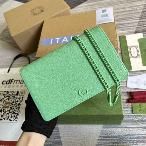 Gucci �?97985 GG Marmont mini chain bag Green leather
