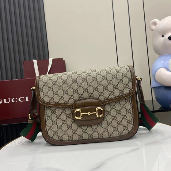 Gucci Horsebit 1955 medium shoulder bag, 700457 in brown leather - Default Title - View 1