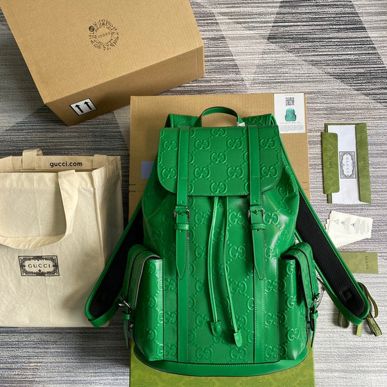 Gucci 625770 GG embossed backpack Green Leather - Default Title - View 1