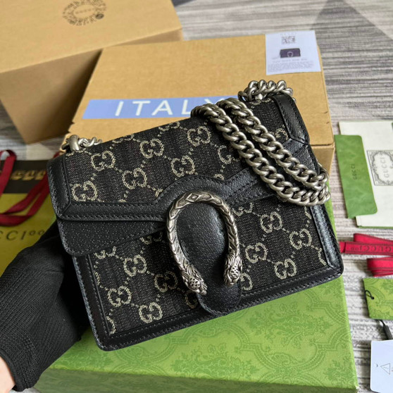 Gucci ‎�?21970 Dionysus mini bag black GG Supreme canvas