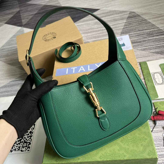 Gucci �?36709 Jackie 1961 small natural grain bag green natural grain leather