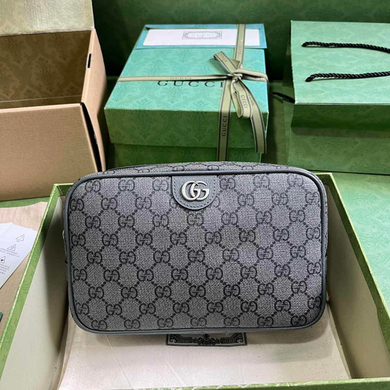 Gucci 760019 Ophidia GG toiletry case in grey and black Supreme - Default Title - View 1