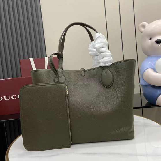 Gucci Totissima large reversible tote bag ‎839112 Green leather