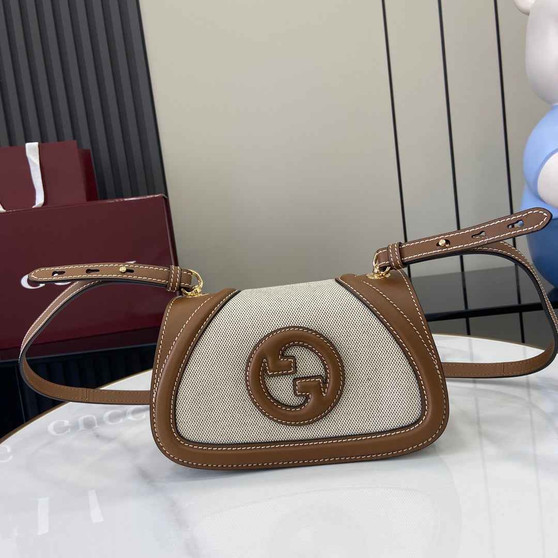 Gucci Blondie mini shoulder bag in  cotton canvas brown leather 815700 - Default Title - View 1