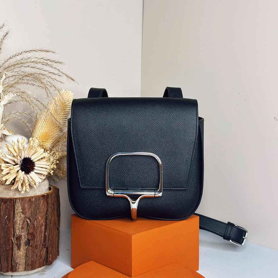 Hermès Della Cavalleria mini bag h085260 black epsom leather silver - Default Title - View 1