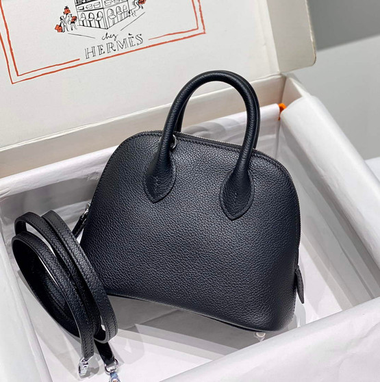 Hermes Bolide 1923 Mini Bag in Black Evercolor Calfskin Silver Hardware - Default Title - View 1