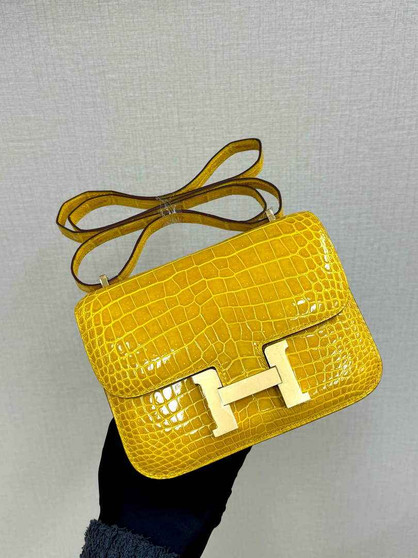 Hermes Constance Crocodile Leather Yellow Gold H282264 - 19cm - View 1
