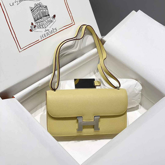 Hermes Constance Box Epsom Leather Yellow Silver H082761 - Default Title - View 1
