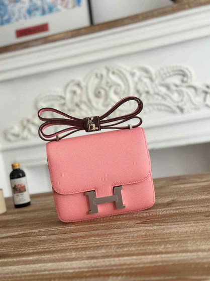 Hermes Constance Epsom Leather 19cm Silver Pink H082240 - Default Title - View 1