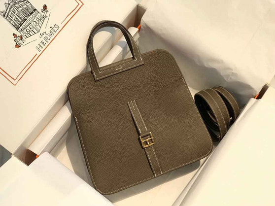 Hermes Mini Halzan 22 Bag Togo Gray Leather H082145 - Default Title - View 1