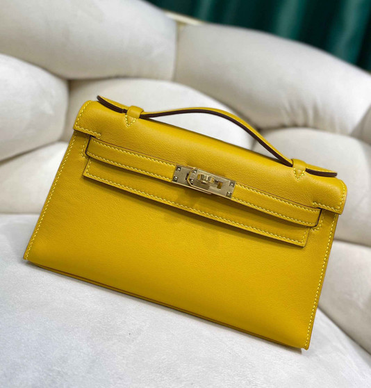 Hermes Kelly Bag 22 Yellow Swift Leather Gold Hardware - Default Title - View 1