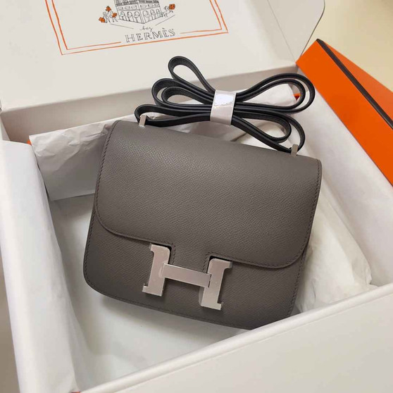 Hermes Constance Bag 19 Dark Gray Epsom Leather Silver H083906 - Default Title - View 1