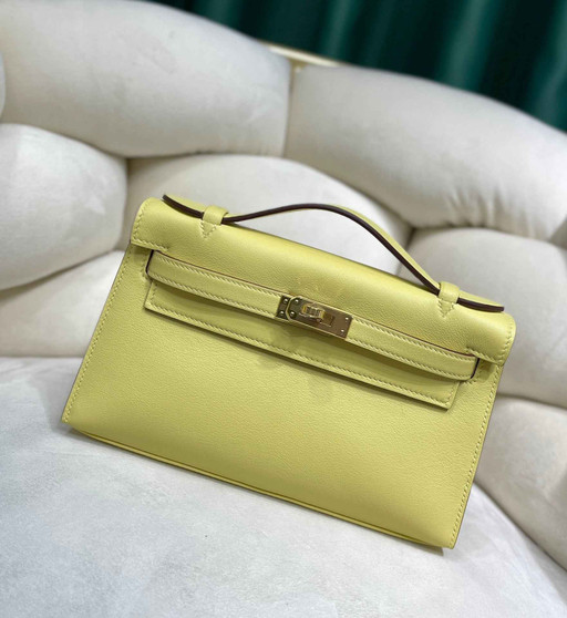 Hermes Kelly Bag 22 Lemon Swift Leather Gold Hardware - Default Title - View 1