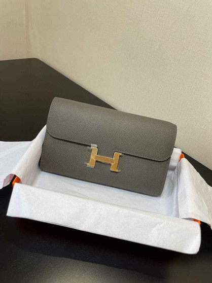 Hermes Constance Long To Go wallet H080126 dark gray gold - Default Title - View 1