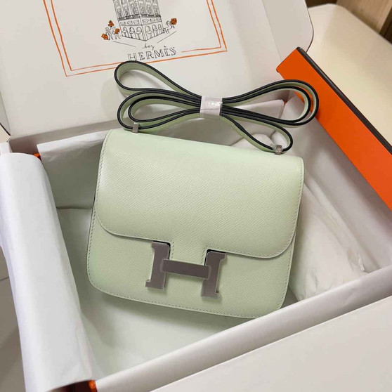 Hermes Constance Bag 19 Light Green Epsom Leather Silver H083921 - Default Title - View 1
