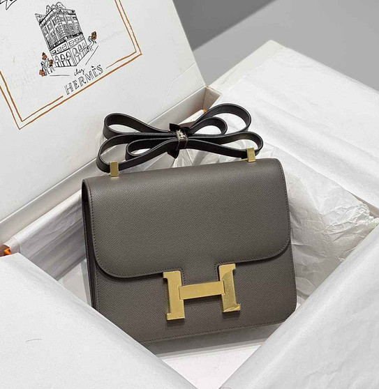 Hermes Constance 23 Box Epsom Leather Dark Gray Gold H082805 - Default Title - View 1