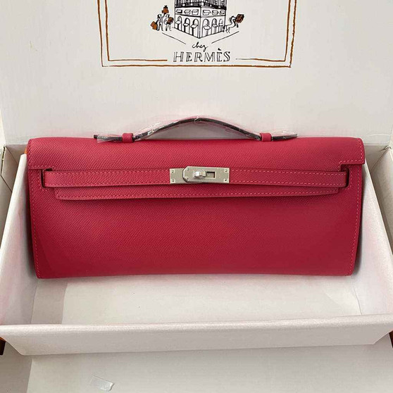 Hermès Kelly Cut Clutch 31cm Epsom Leather Plum Silver - Default Title - View 1