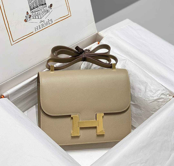 Hermes Constance 23 Box Epsom Leather Light Gray Gold H082803 - Default Title - View 1