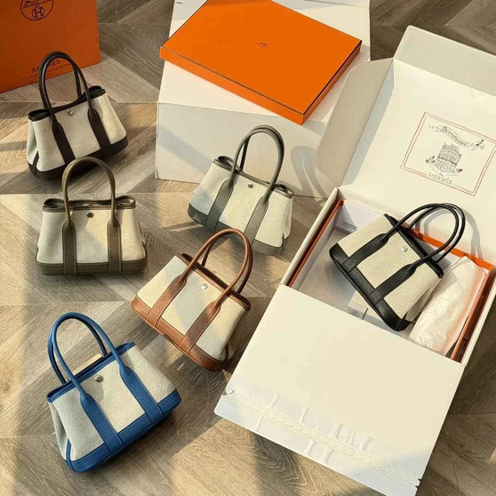 Hermes Mini Neo Garden 23 Bag, H086418 Beige canvas - Black - View 1