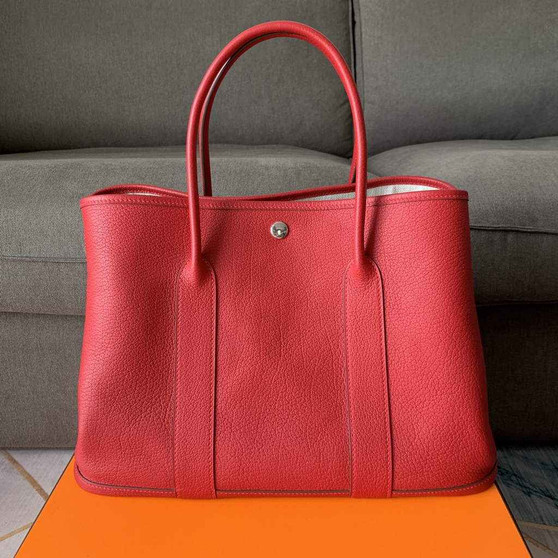 Hermes Garden Party 36 bag Red Togo leather - Default Title - View 1