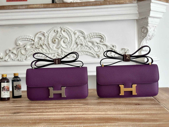 Hermès Constance bag in Purple Epsom leather H382698 - Gold - View 1