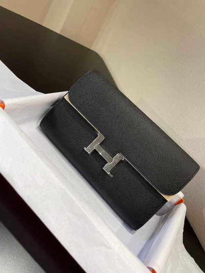 Hermes Constance Long To Go wallet H080126 Black Silver - Default Title - View 1