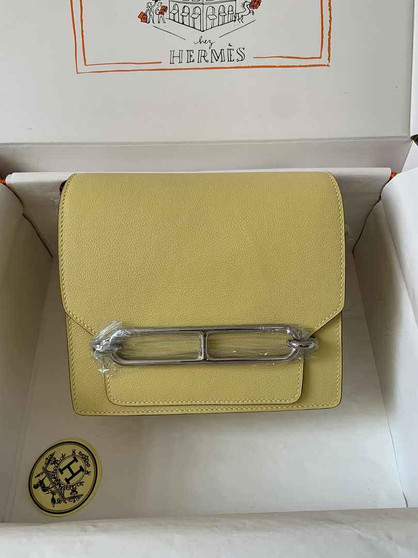 Hermès Mini Roulis Bag Light Yellow Evercolor Silver Hardware H50330 - Default Title - View 1