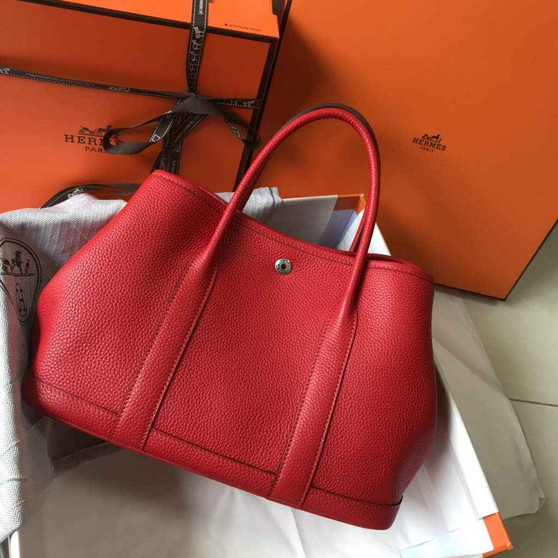 Hermes Garden Party 30 bag Togo leather Red - Default Title - View 1