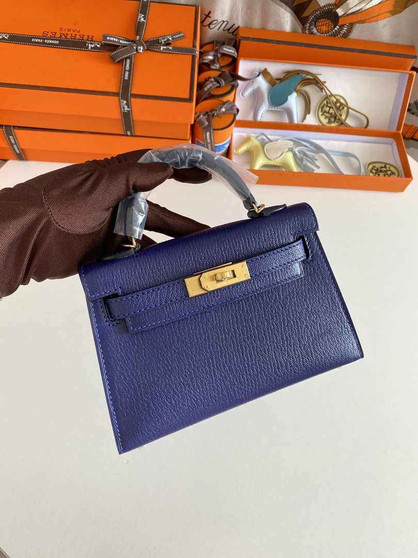Hermès Kelly II Sellier Mini 2024 Navy Blue Goatskins Leather Gold - Default Title - View 1