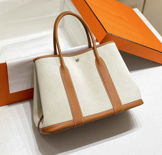 Hermes Garden Party 36 bag H066781 Canvas Togo leather Orange - Default Title - View 1