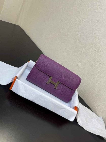 Hermes Constance Long To Go wallet H080126 Purple Silver - Default Title - View 1