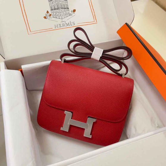 Hermes Constance Bag Red Epsom Leather Silver H2539 - Default Title - View 1