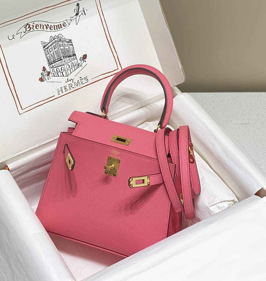 Hermes Kelly Mini II Bag 20 Pink Epsom with Gold Hardware - Default Title - View 1