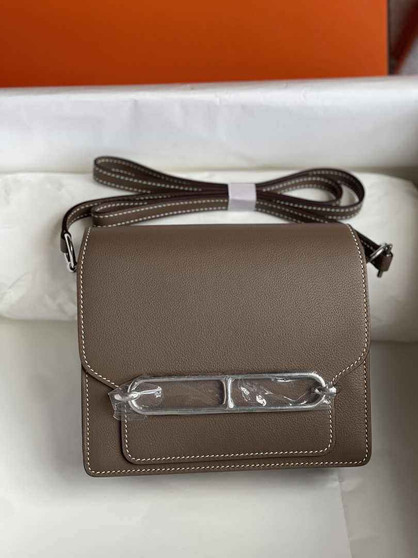 Hermès Mini Roulis Bag Light Brown Evercolor Silver Hardware H50336 - Default Title - View 1