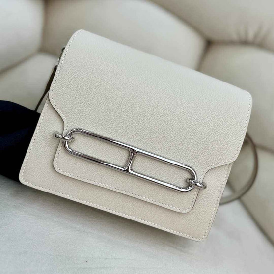 Hermès Mini Roulis Bag Beige Evercolor Silver Hardware H50307 - Default Title - View 1